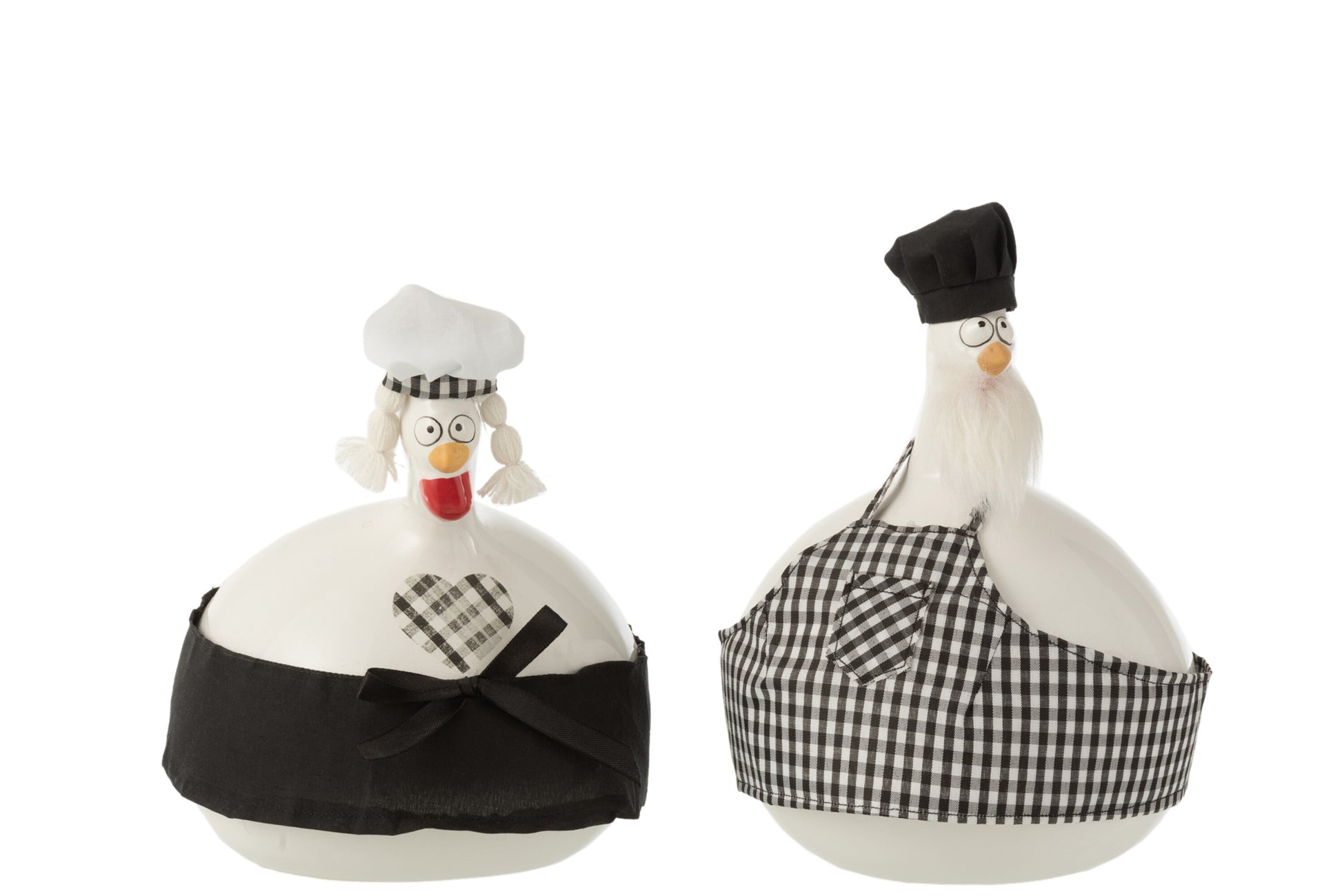 CHICKEN CHEF CERAMIC WHITE/BLACK L ASSORTMENT OF 2