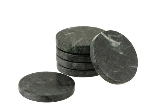 COASTER 6PARTS MARBLE ROUND GREEN