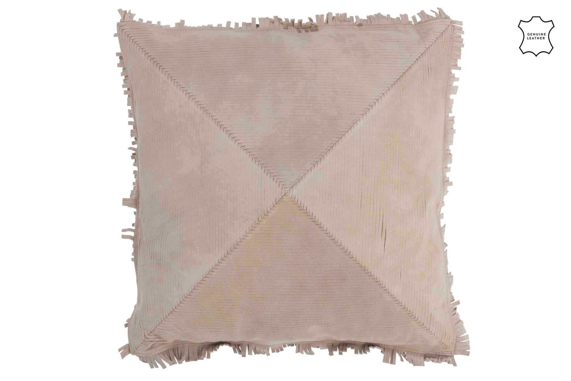 CUSHION CROSS SQUARE LEATHER BEIGE