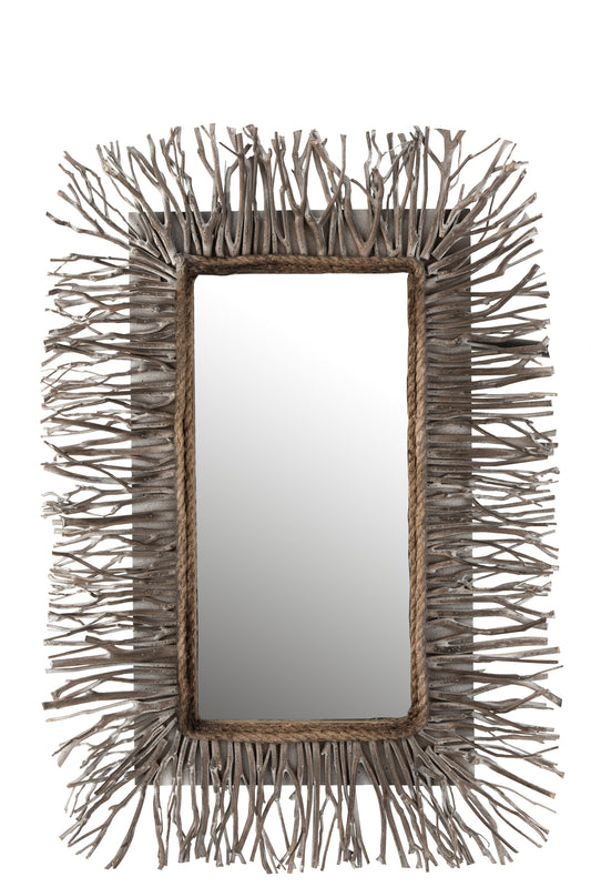 MIRROR RECTANGULAR BRANCH WOOD GREY WASH