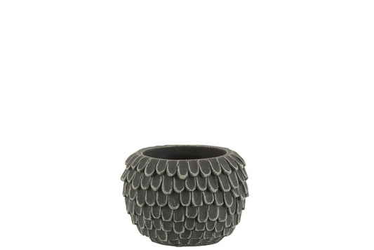 FLOWERPOT LEAF CEMENT DARK GREY EXTRA SMALL