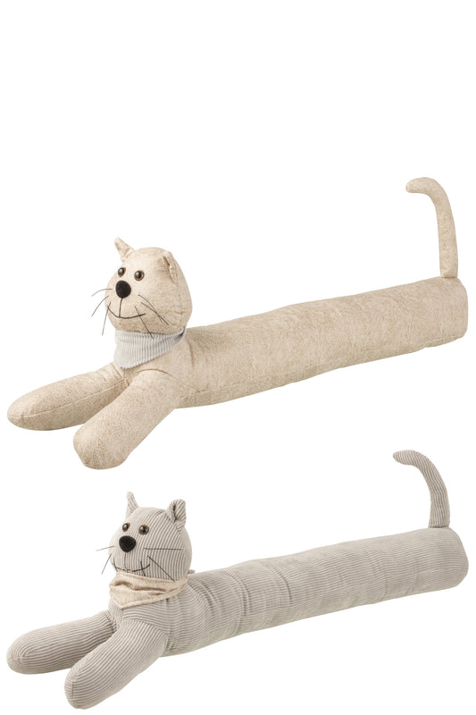 DRAUGHT EXCLUDER CAT IMITATION LEATHER BEIGE/GREY ASSORTMENT OF 2