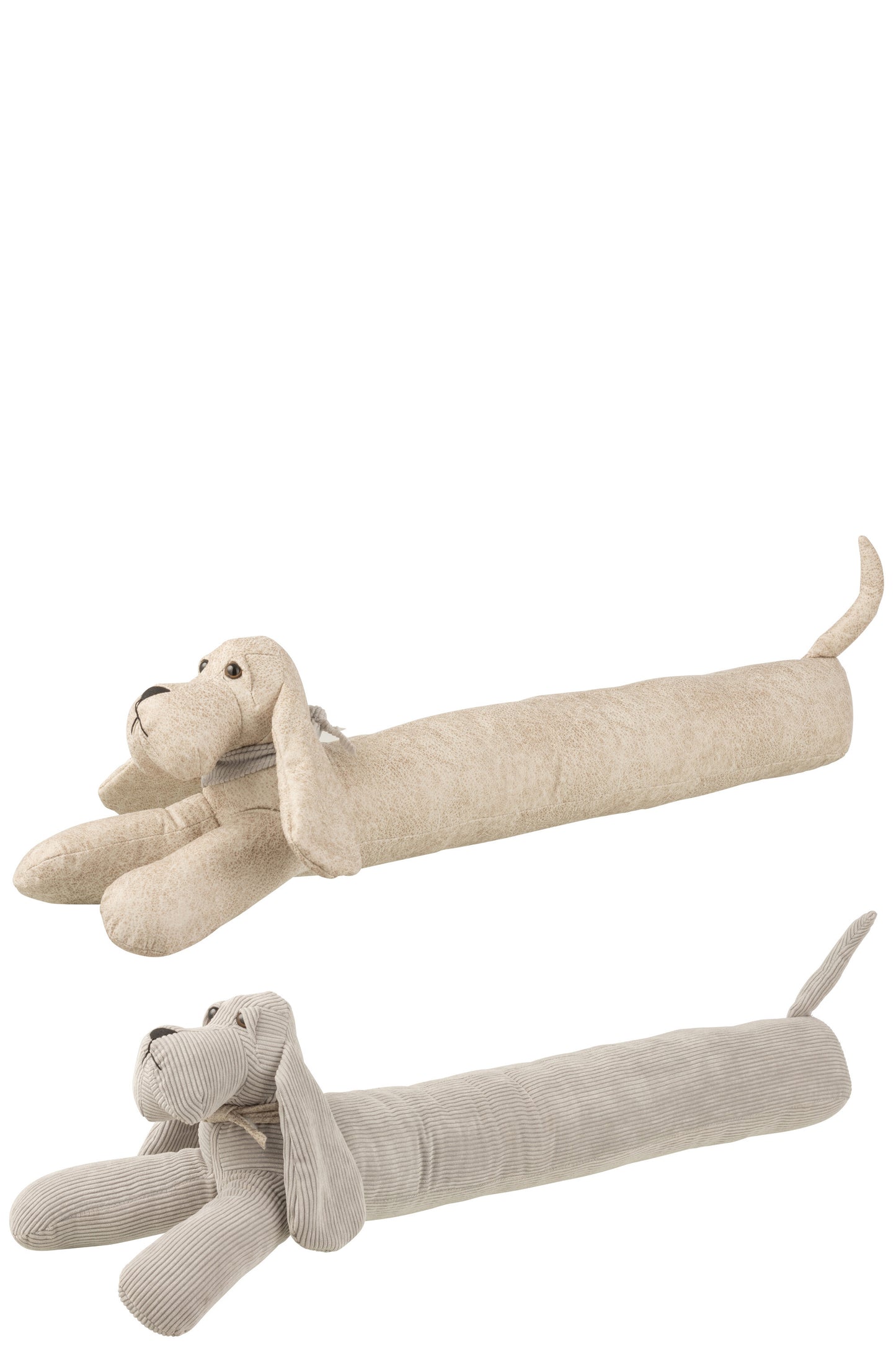 DRAUGHT EXCLUDER DOG IMITATION LEATHER BEIGE/GREY ASSORTMENT OF 2