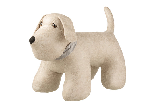 DOOR STOP DOG IMITATION LEATHER BEIGE/GREY