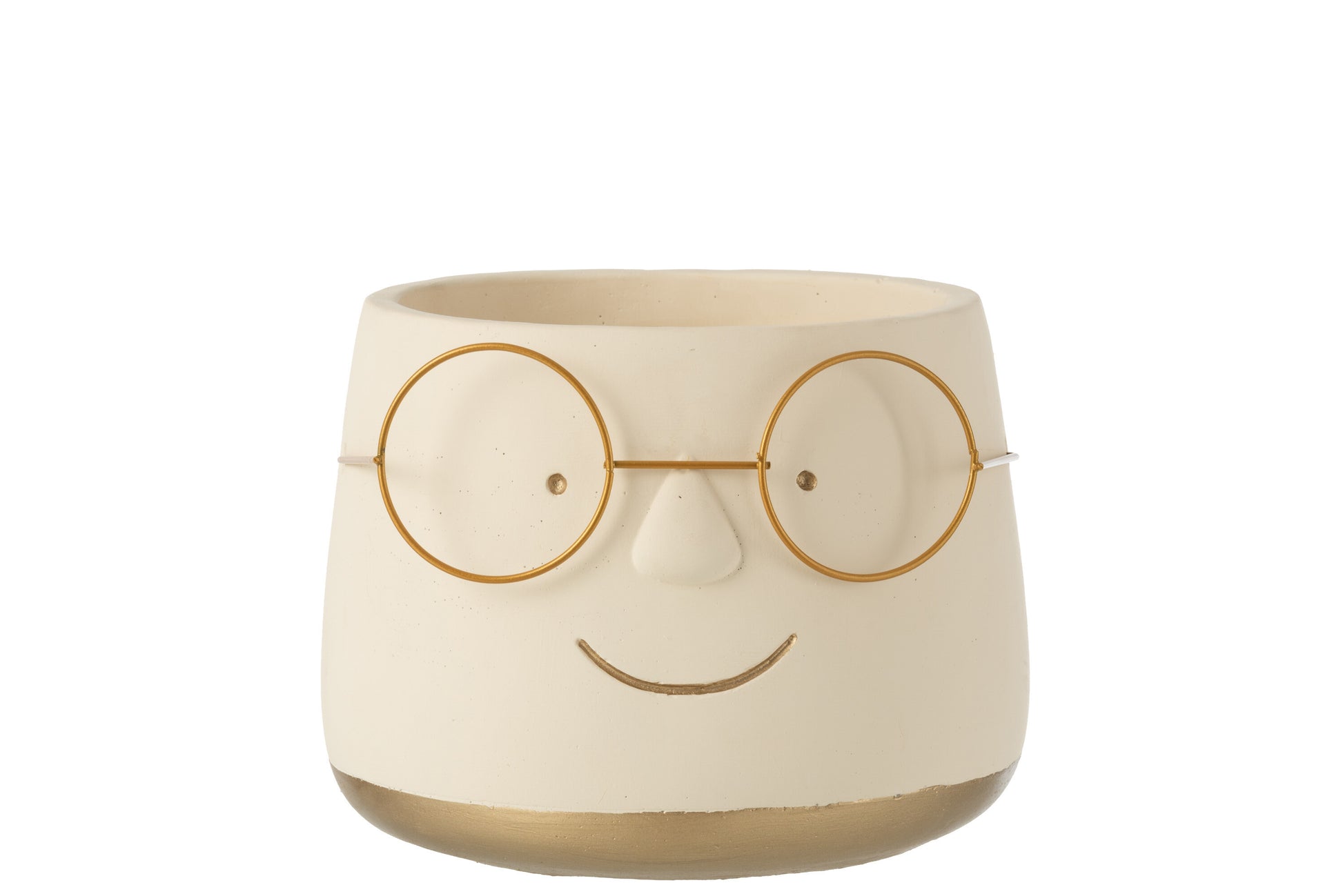 FLOWERPOT GLASSES CEMENT WHITE/GOLD LARGE