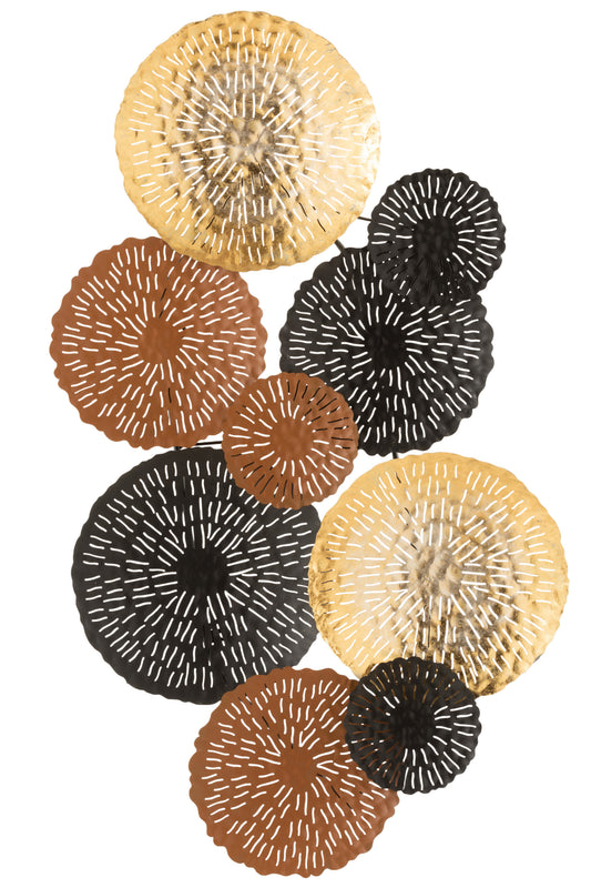 WALL DECORATION CIRCLE METAL BROWN/GOLD/BLACK