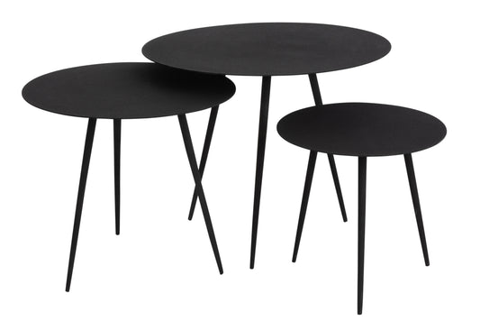 SET OF 3 SIDETABLE IRON BLACK