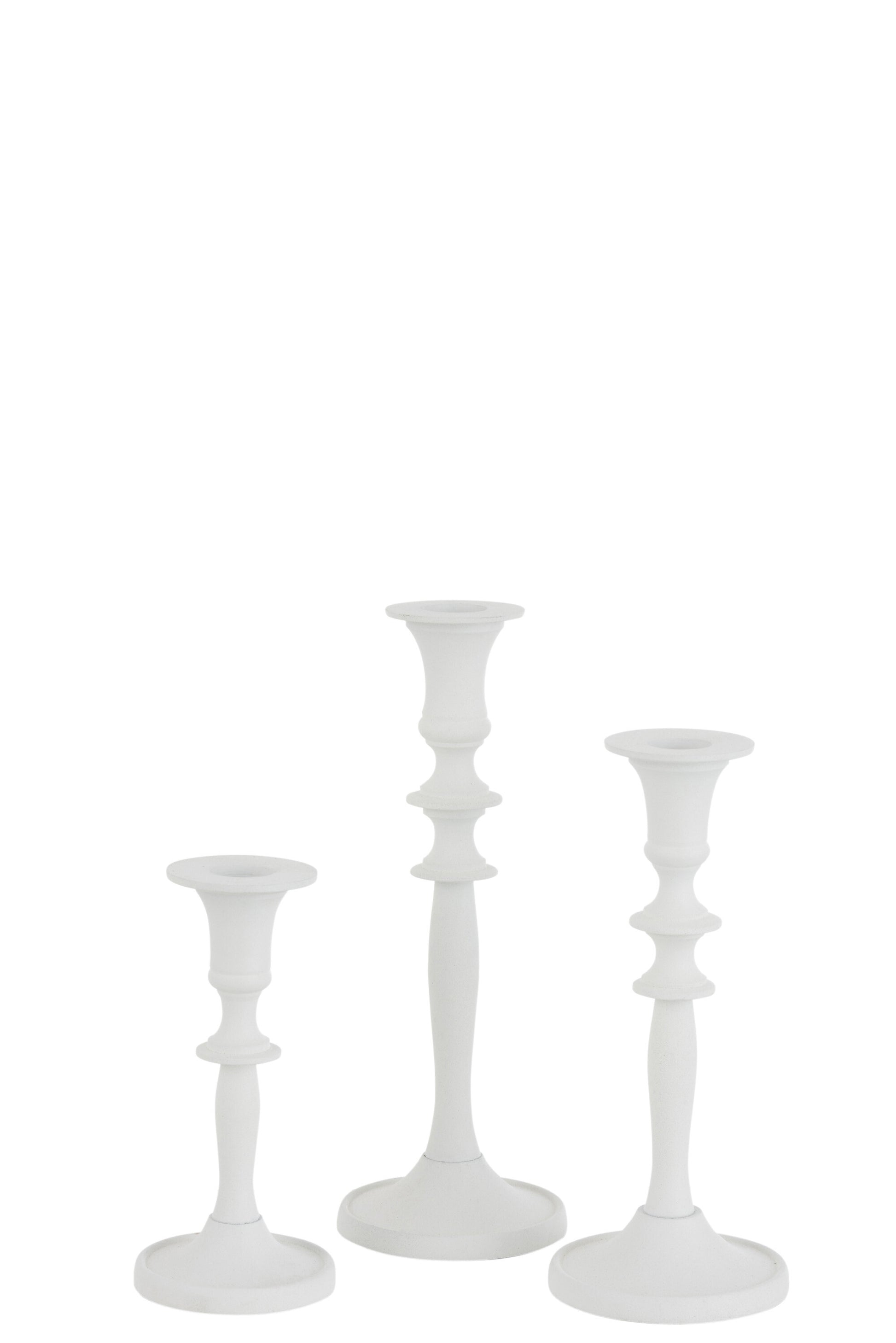 SET OF 3 CANDLEHOLDER CLASSICAL ALUMINIUM WHITE