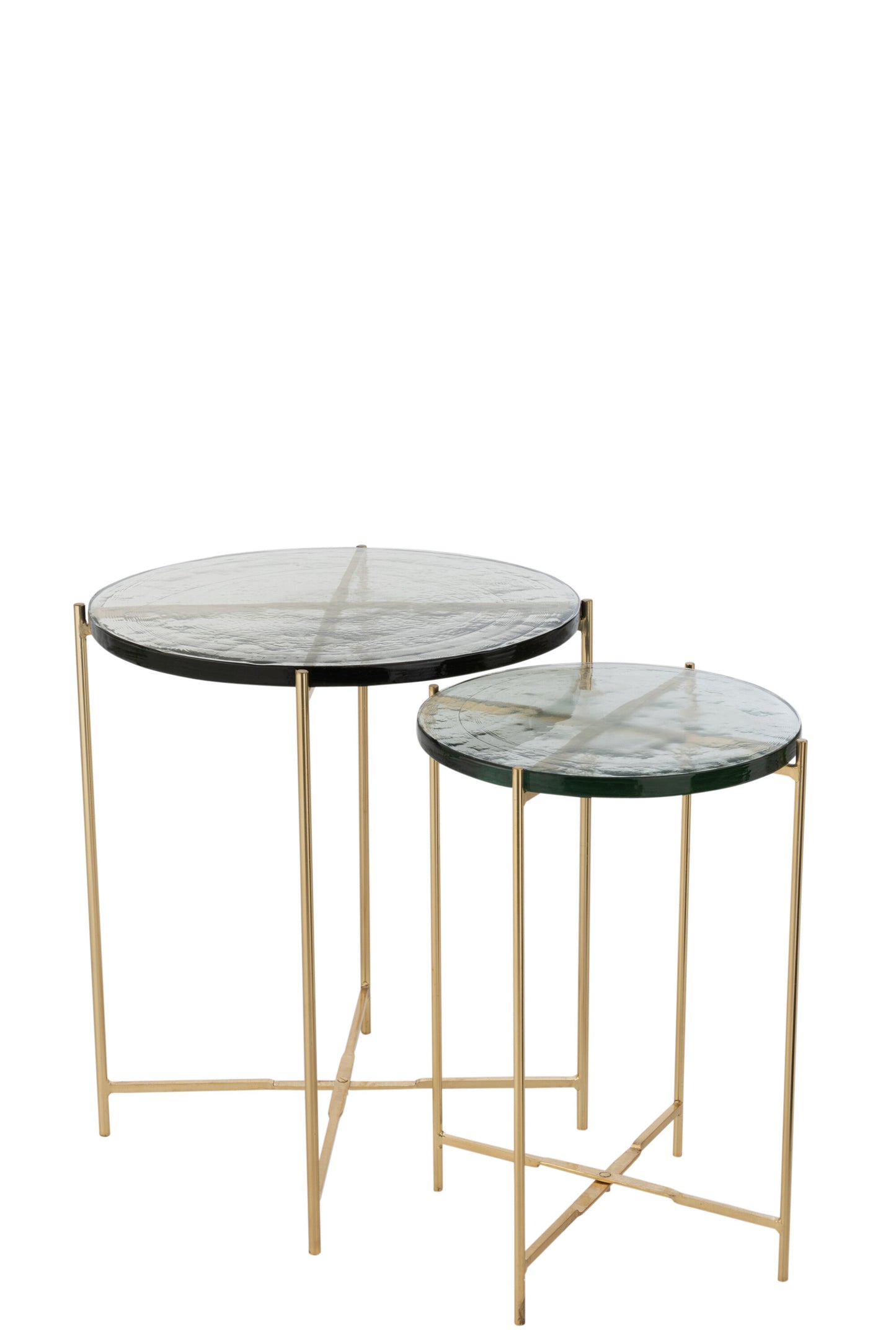 SET OF TWO SIDETABLE OBI GLASS/IRON