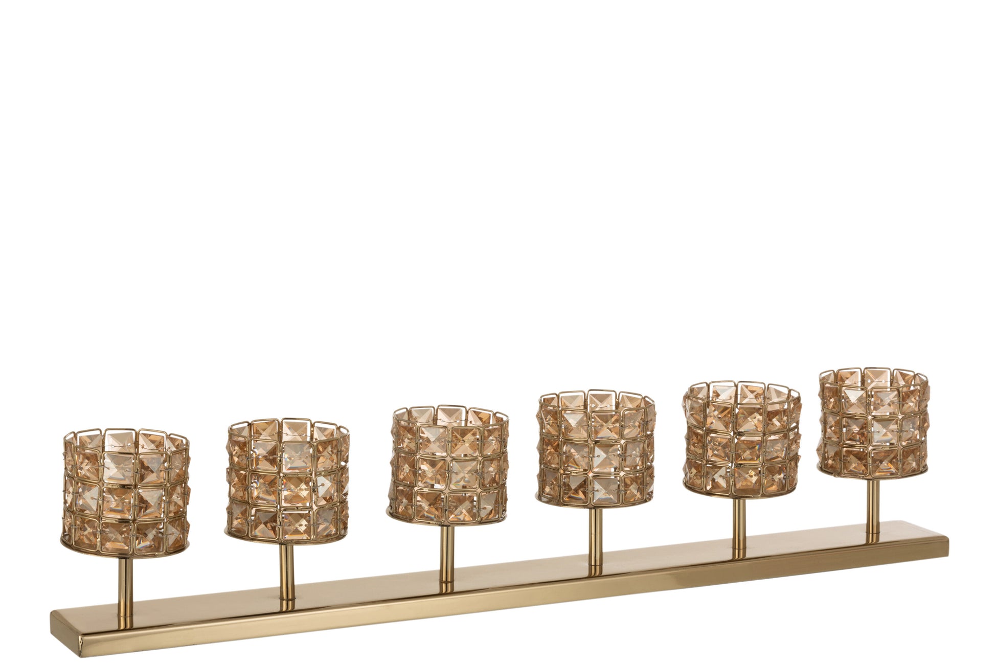 TEALIGHT HOLDER 6 CRYSTAL GOLD