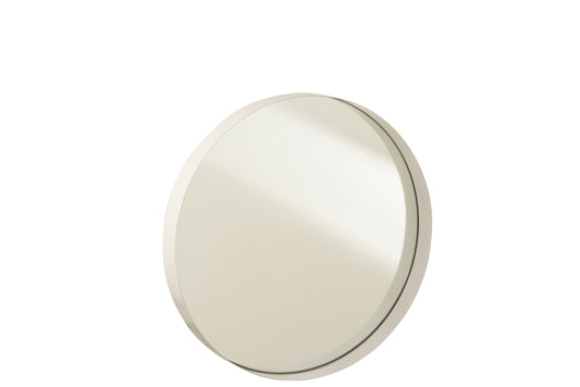 MIRROR ROUND BORDER METAL WHITE MEDIUM