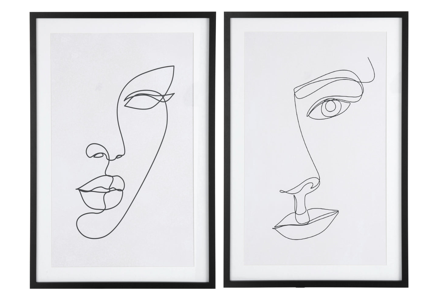 FRAME ABSTRACT FACE MDF/GLASS WHITE/BLACK ASSORTMENT OF TWO