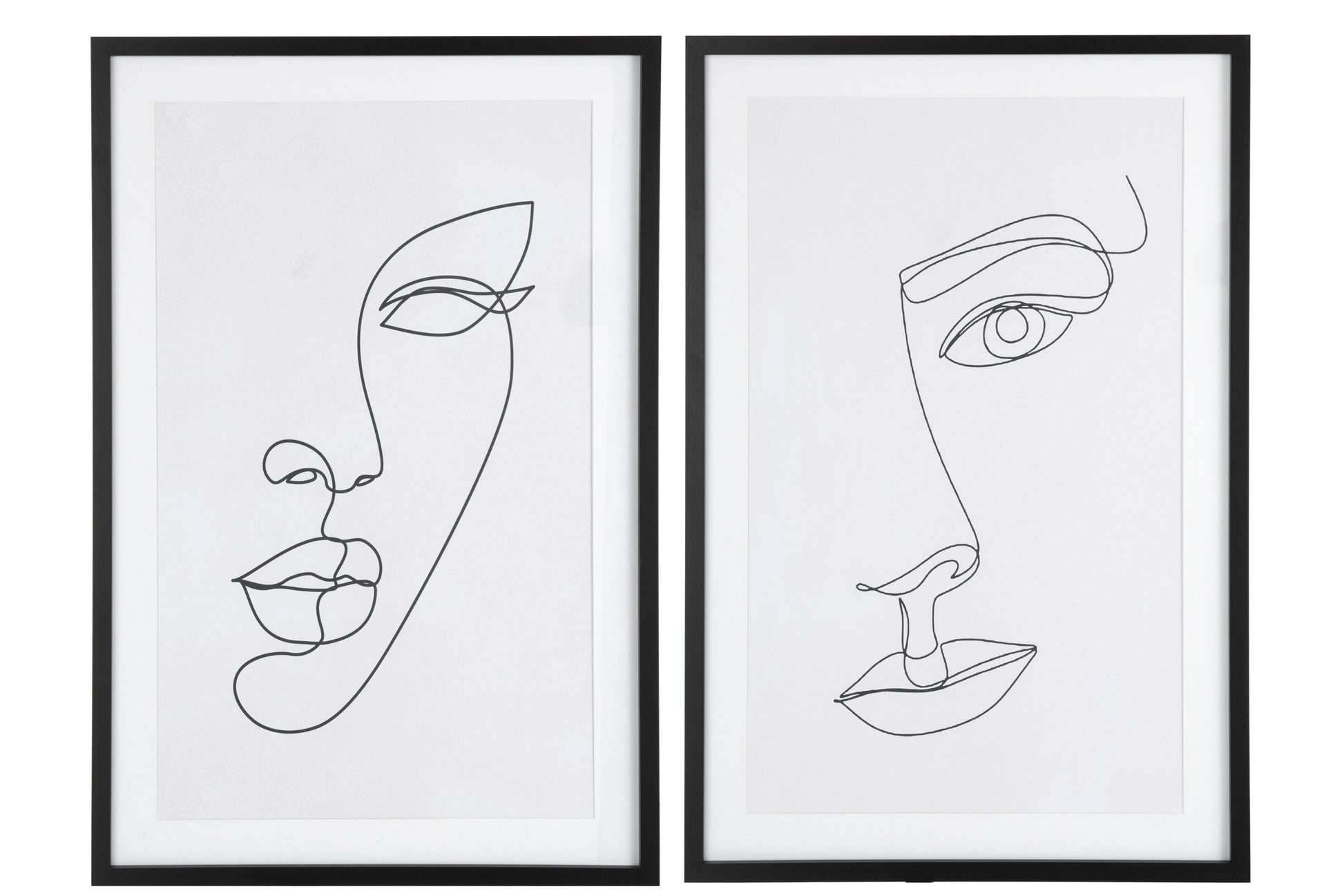 FRAME ABSTRACT FACE MDF/GLASS WHITE/BLACK ASSORTMENT OF TWO