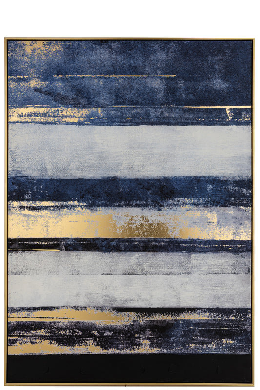 FRAME ABSTRACT STRIPES CANVAS/WOOD BLUE/WHITE/GOLD