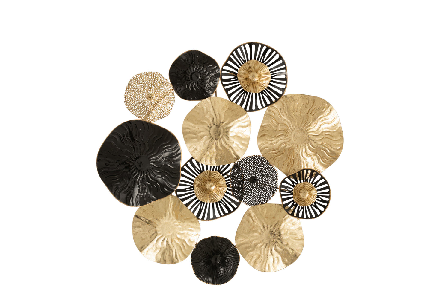 WALL DECORATION CIRCLES METAL BLACK/GOLD