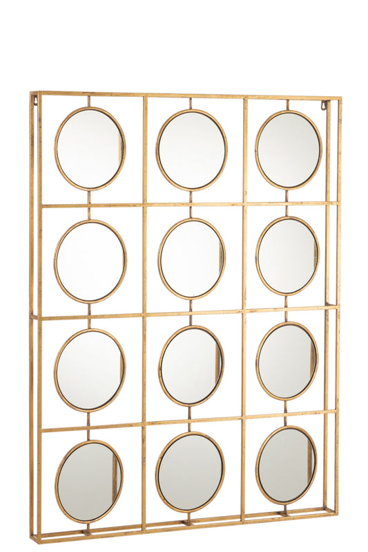 WALL DECORATION 12 MIRRORS IRON/MIRROR GOLD