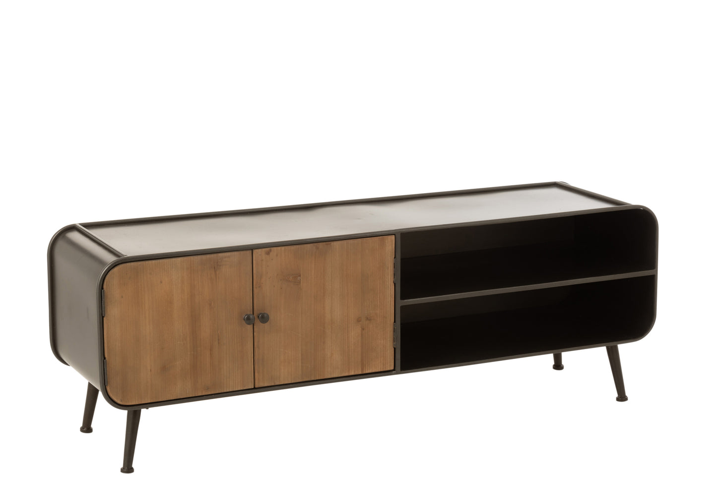 TV TABLE 2 DOORS METAL/WOOD BLACK/NATURAL