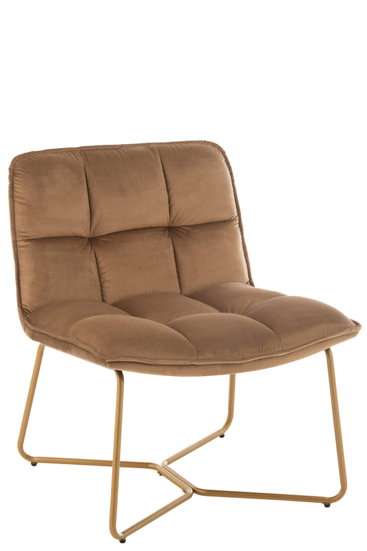 LOUNGE CHAIR LISA METAL/TEXTILE BROWN