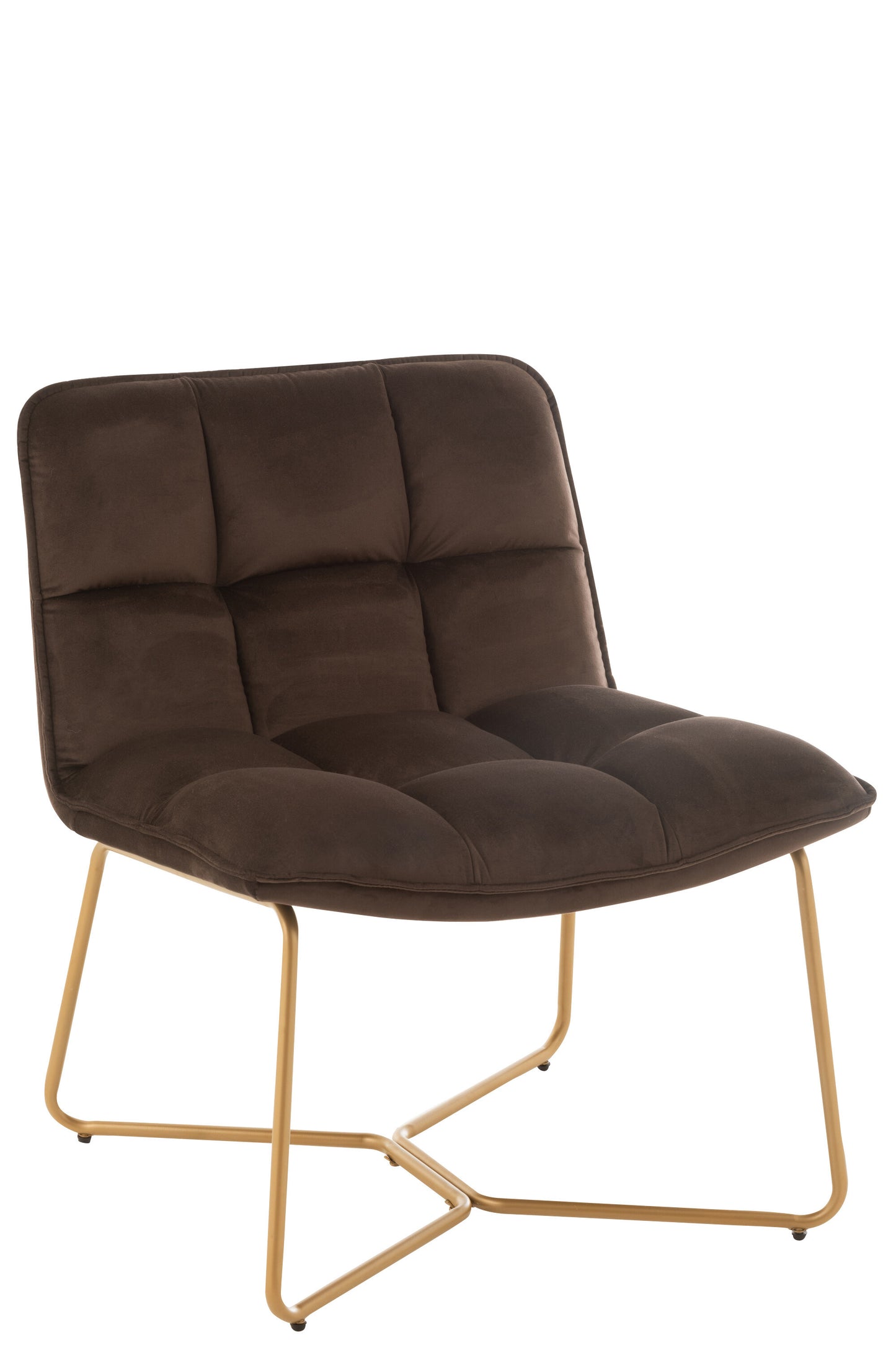 LOUNGE CHAIR LISA METAL/TEXTILE DARK BROWN