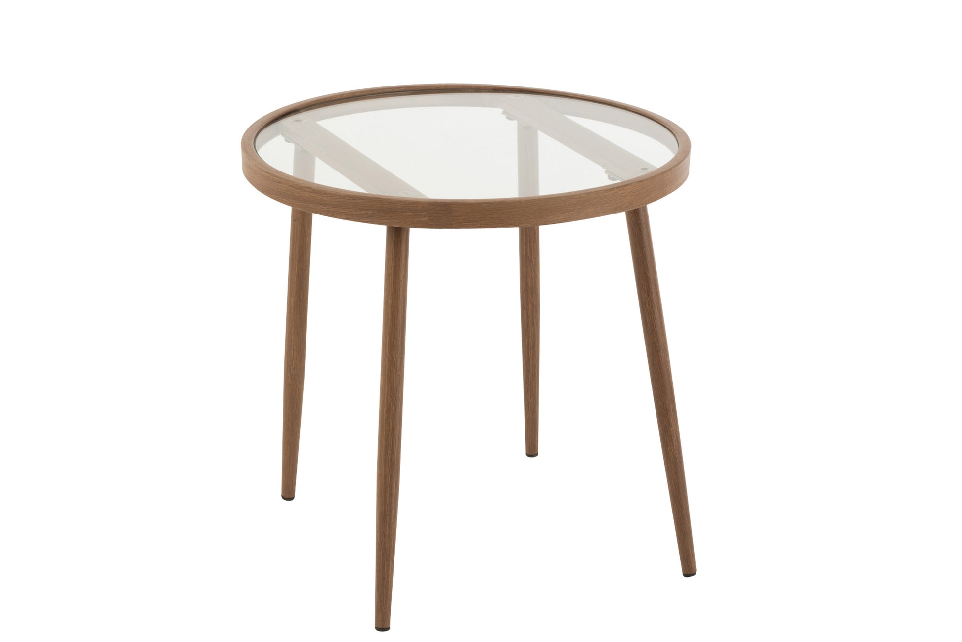 SIDE TABLE ROUND METAL/GLASS DARK BROWN