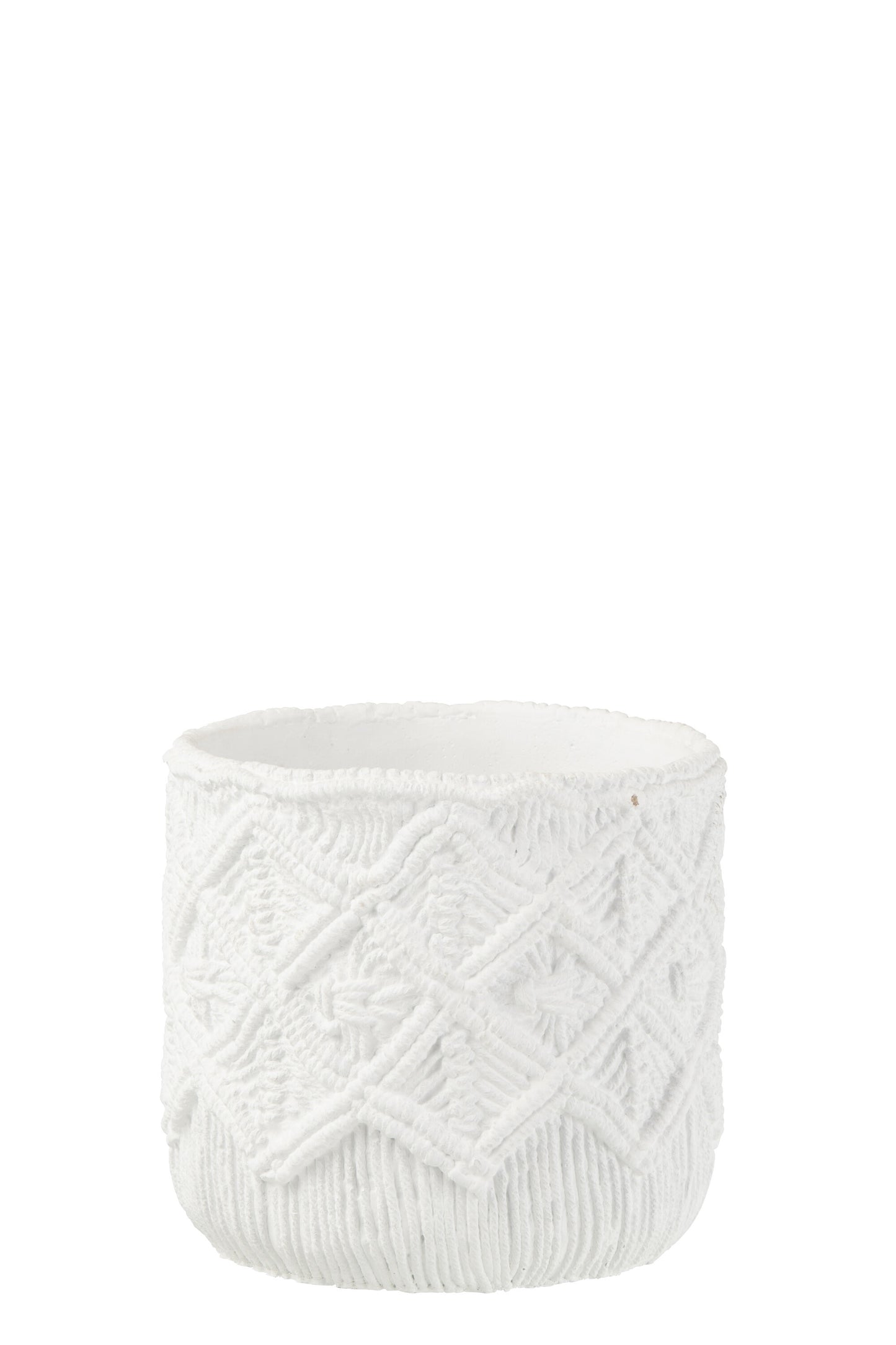 FLOWERPOT CHECKERED CEMENT WHITE MEDIUM