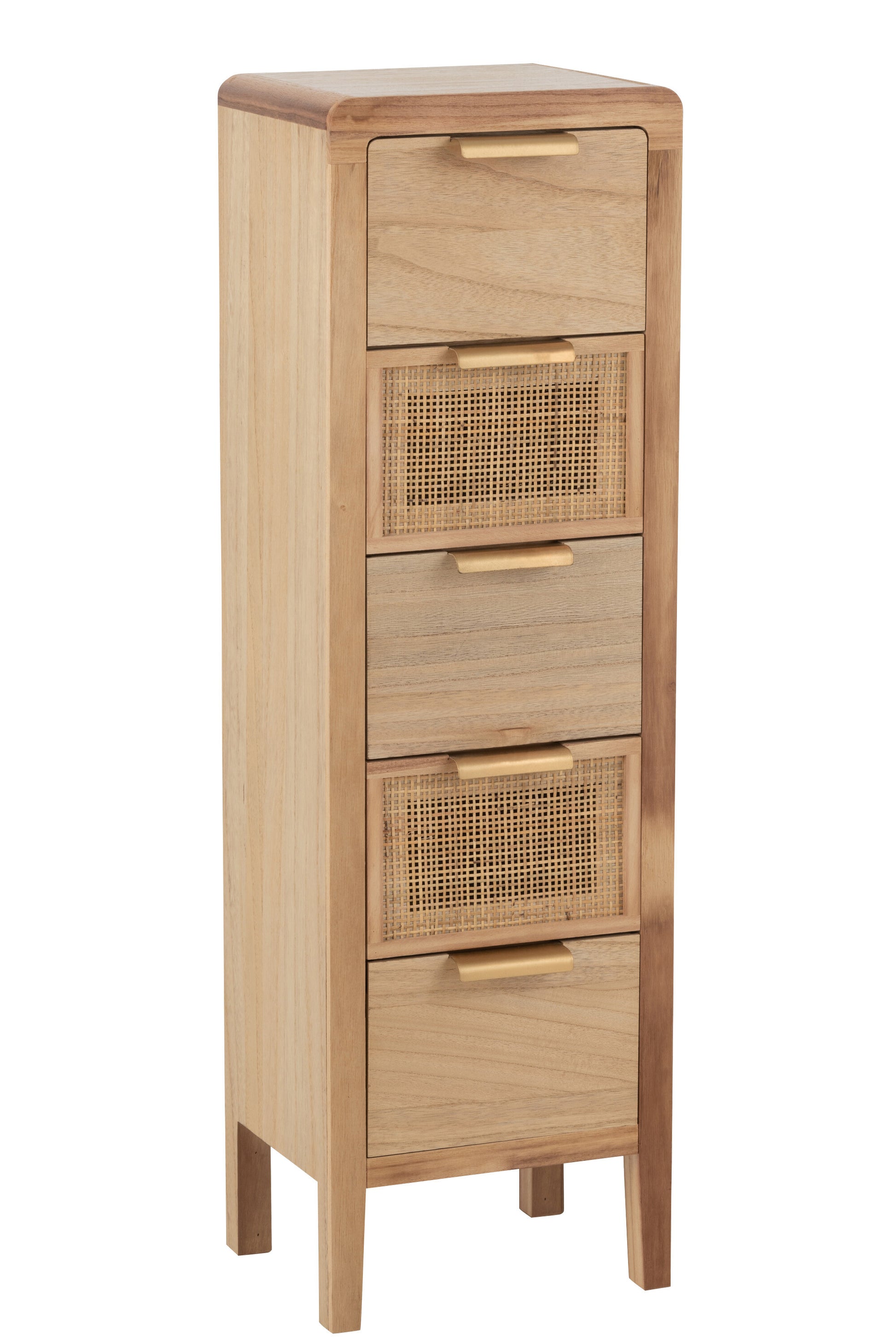 CLOSET HIGH 5 DRAWERS PAULOWNIA/RATTAN NATURAL