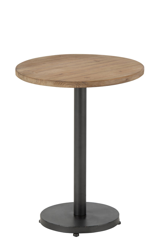 SIDETABLE BAR ROUND METAL/WOOD BROWN