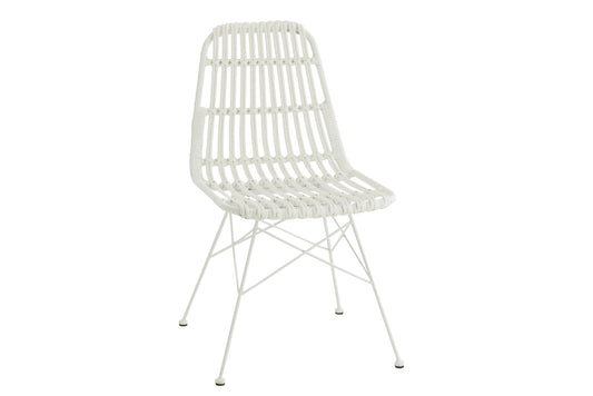 CHAIR RACHEL OUTDOORS MET/RATTAN WHITE