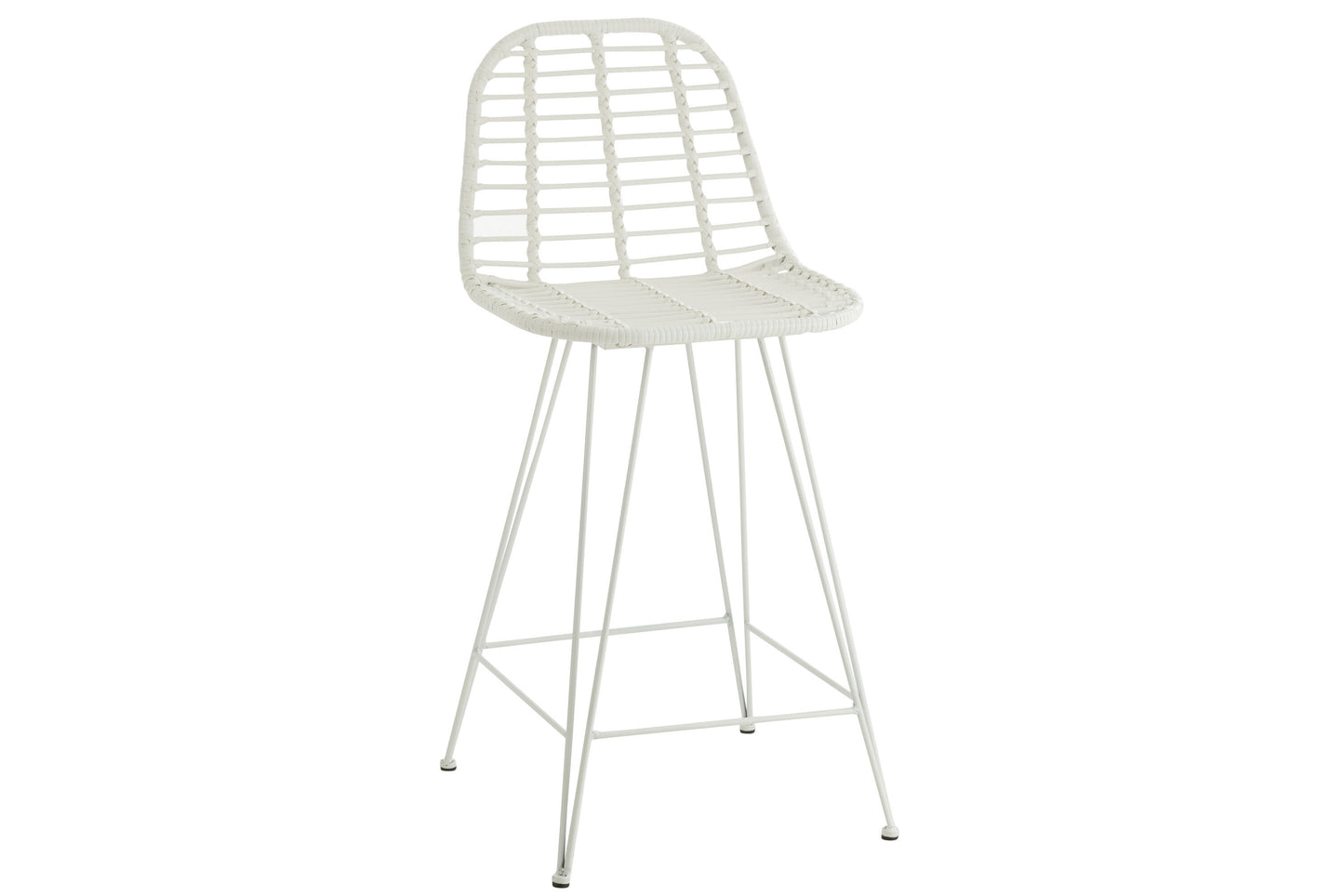 BAR STOOL LEONIE OUTDOORS MET/RATTAN WHITE