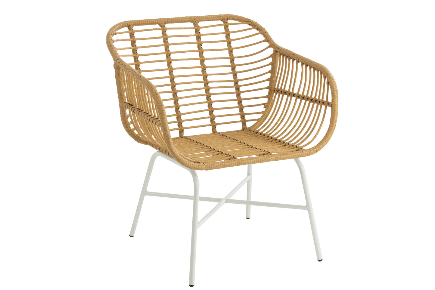 CHAIR RACHELLE OUTDOORS MET/RATTAN NATURAL/WHITE