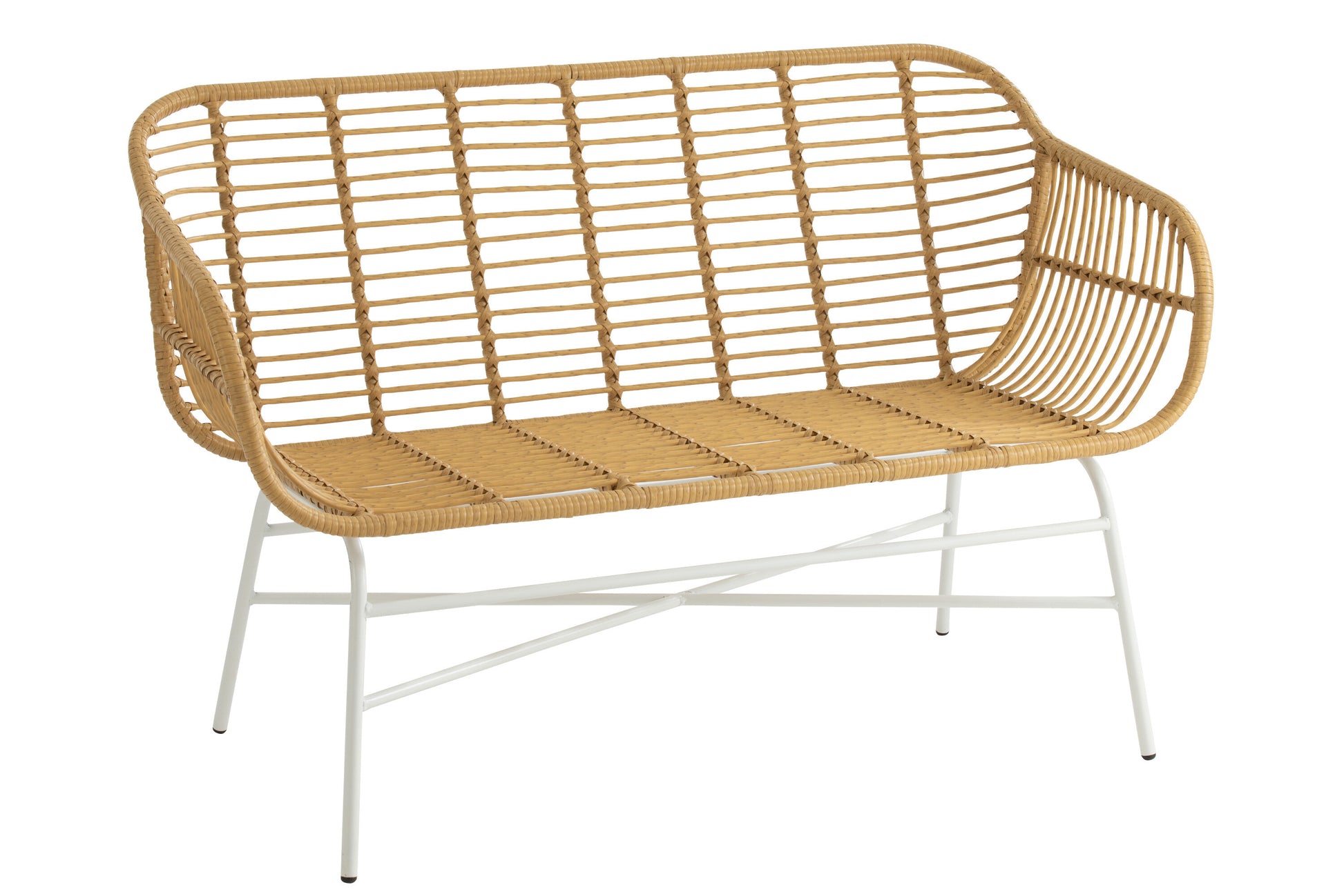 SITTING BENCH CELESTE OUTDOORS MET/RATTAN NATURAL/WHITE