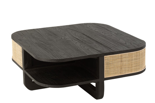 COFFEE TABLE MOLLY EXOTIC WOOD/RATTAN BLACK