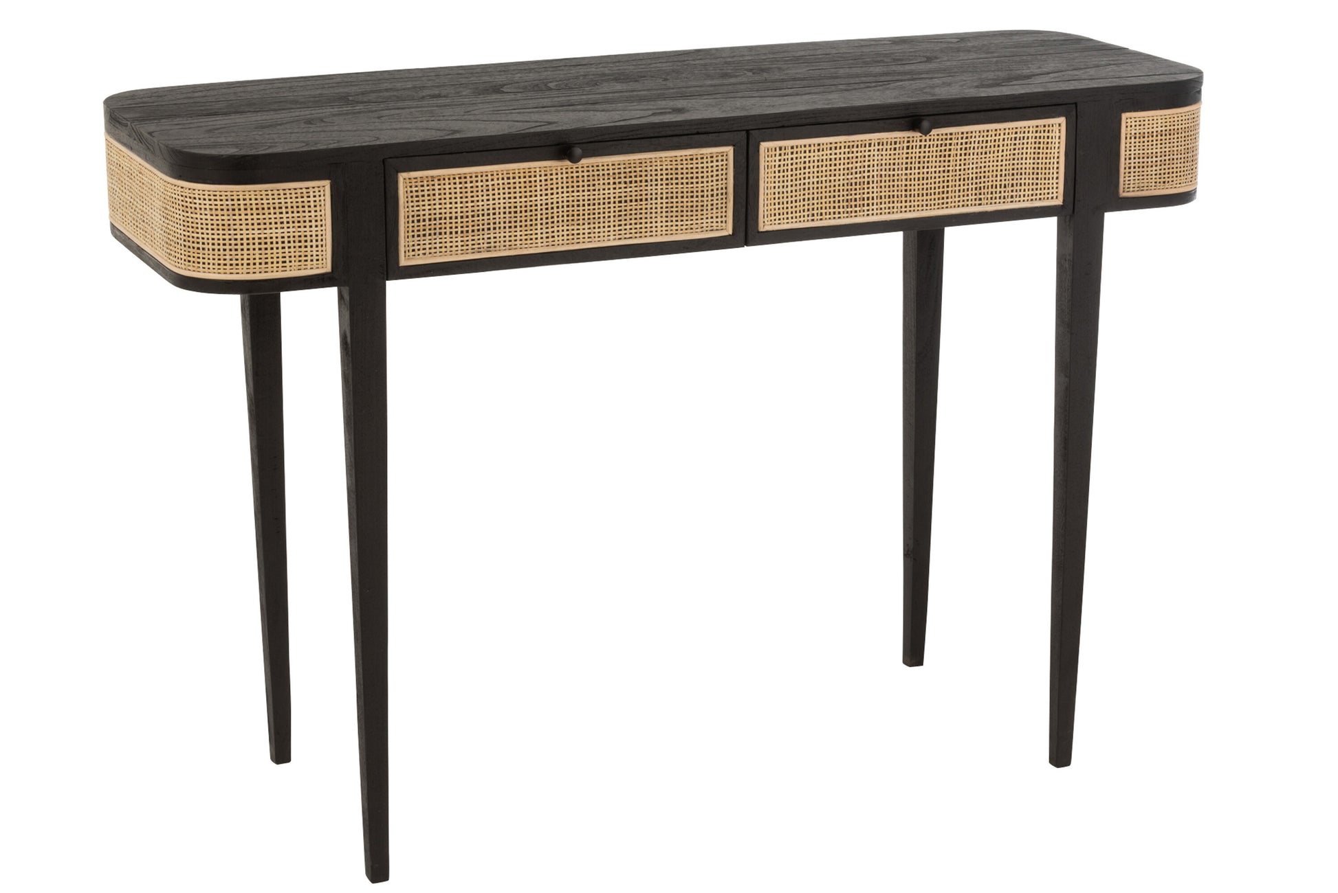 CONSOLE MOLLY EXOTIC WOOD/RATTAN BLACK