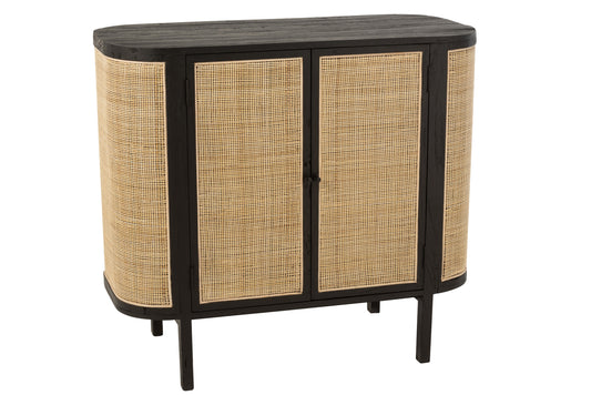 CLOSET 2 DOORS MOLLY EXOTIC WOOD/RATTAN BLACK