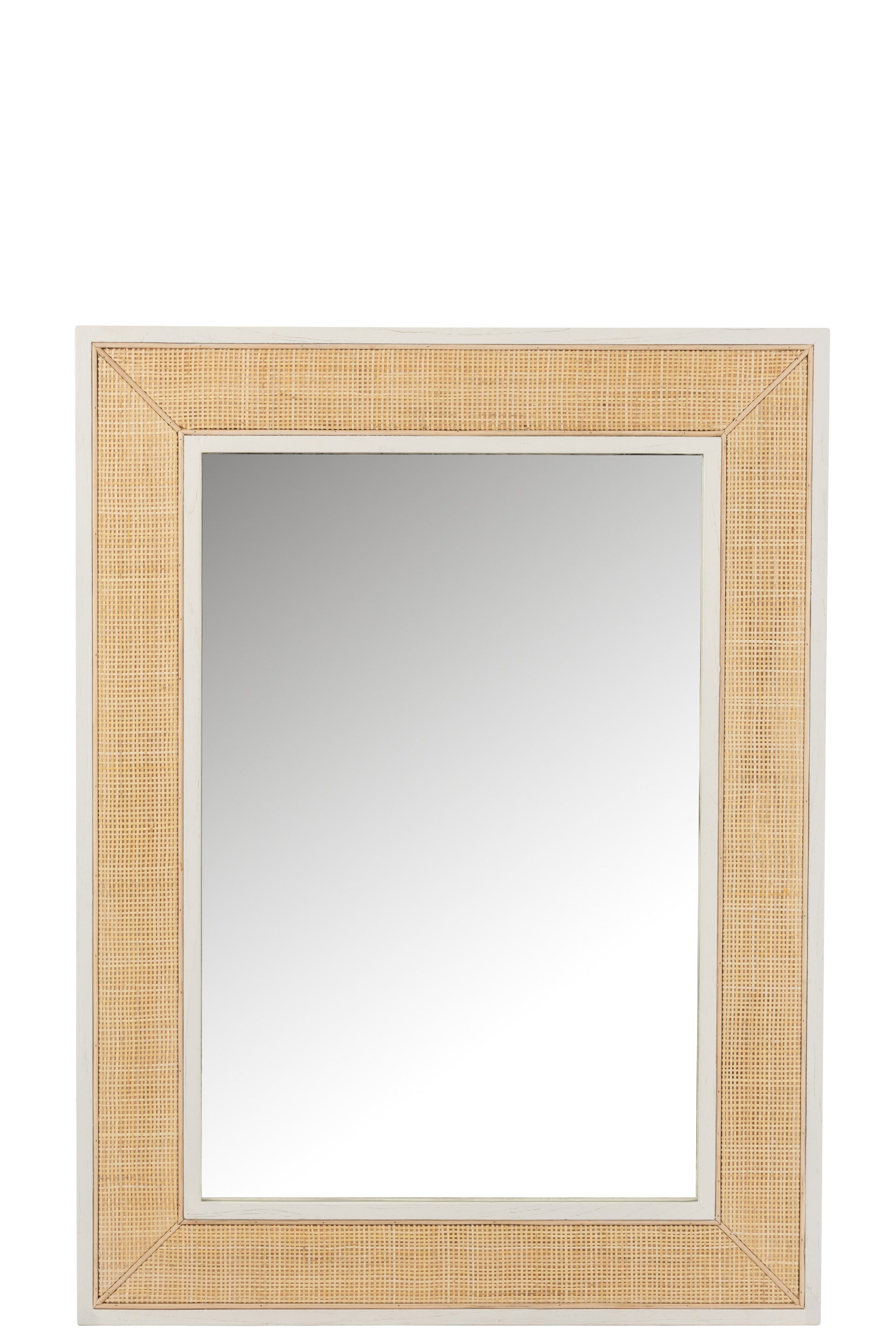 MIRROR MOLLY EXOTIC WOOD / WHITE RATTAN MEDIUM