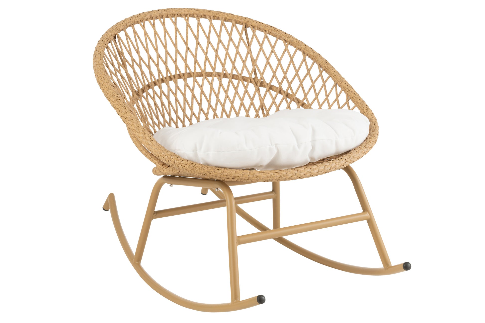 ROCKING CHAIR+CUSHION ZAYO METAL/REED BEIGE