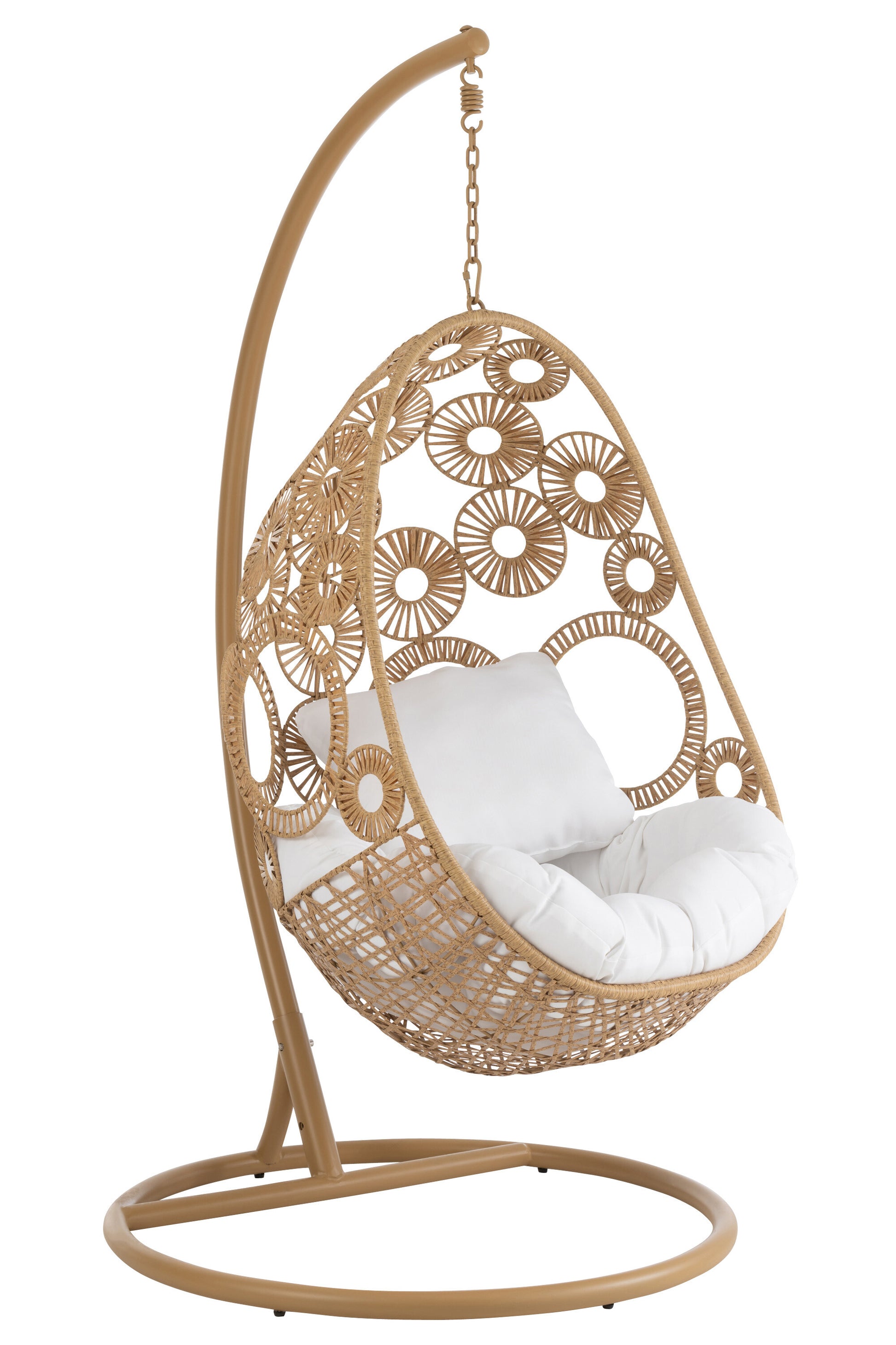 HANGING CHAIR+CUSHIONS BULA METAL/REED BEIGE