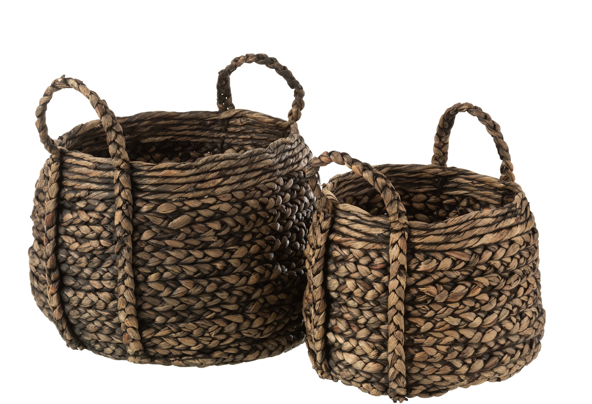 SET OF 2 BASKETS COMPACT WATER HYACINTH DARK BROWN