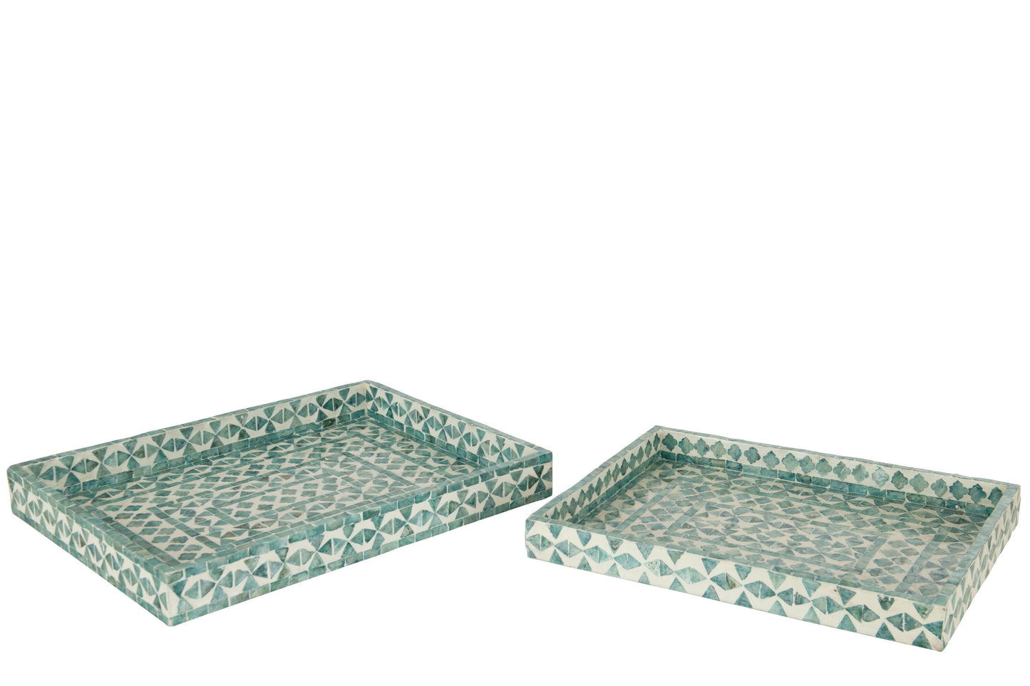 SET OF 2 TRAY PEARL AZURE