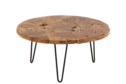 COFFEE TABLE SAMUEL ROUND TEAK WOOD BROWN