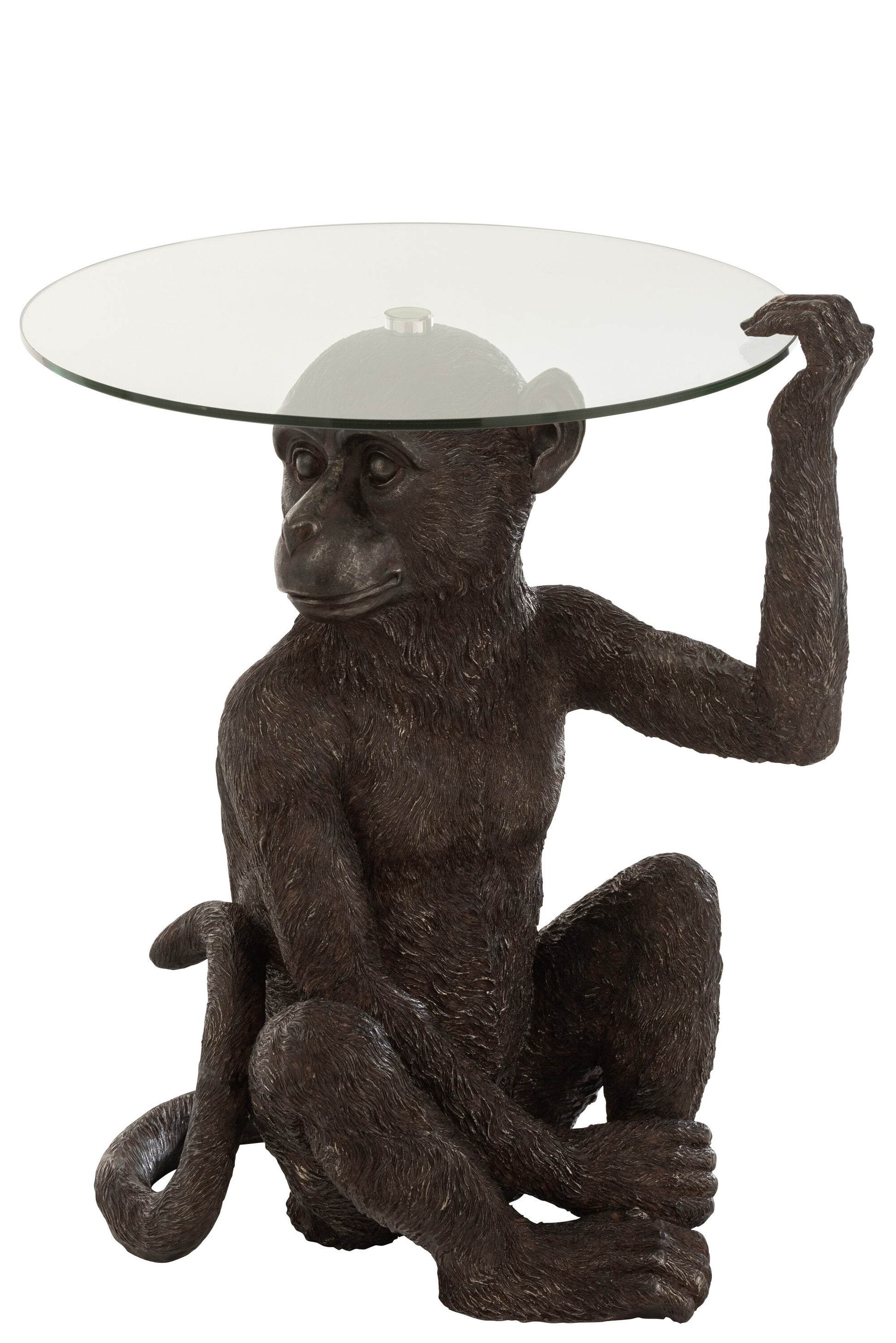 TABLE APE POLY/GLASS DARK BROWN