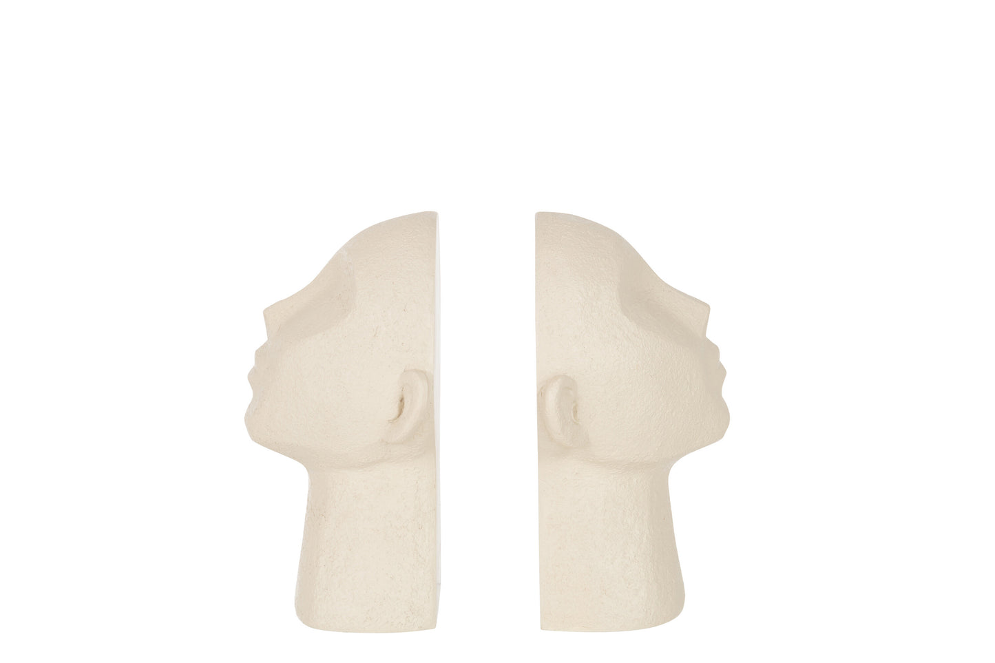 SET 2 BOOKEND HEAD ABSTRACT POLY BEIGE