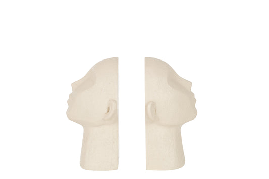 SET 2 BOOKEND HEAD ABSTRACT POLY BEIGE