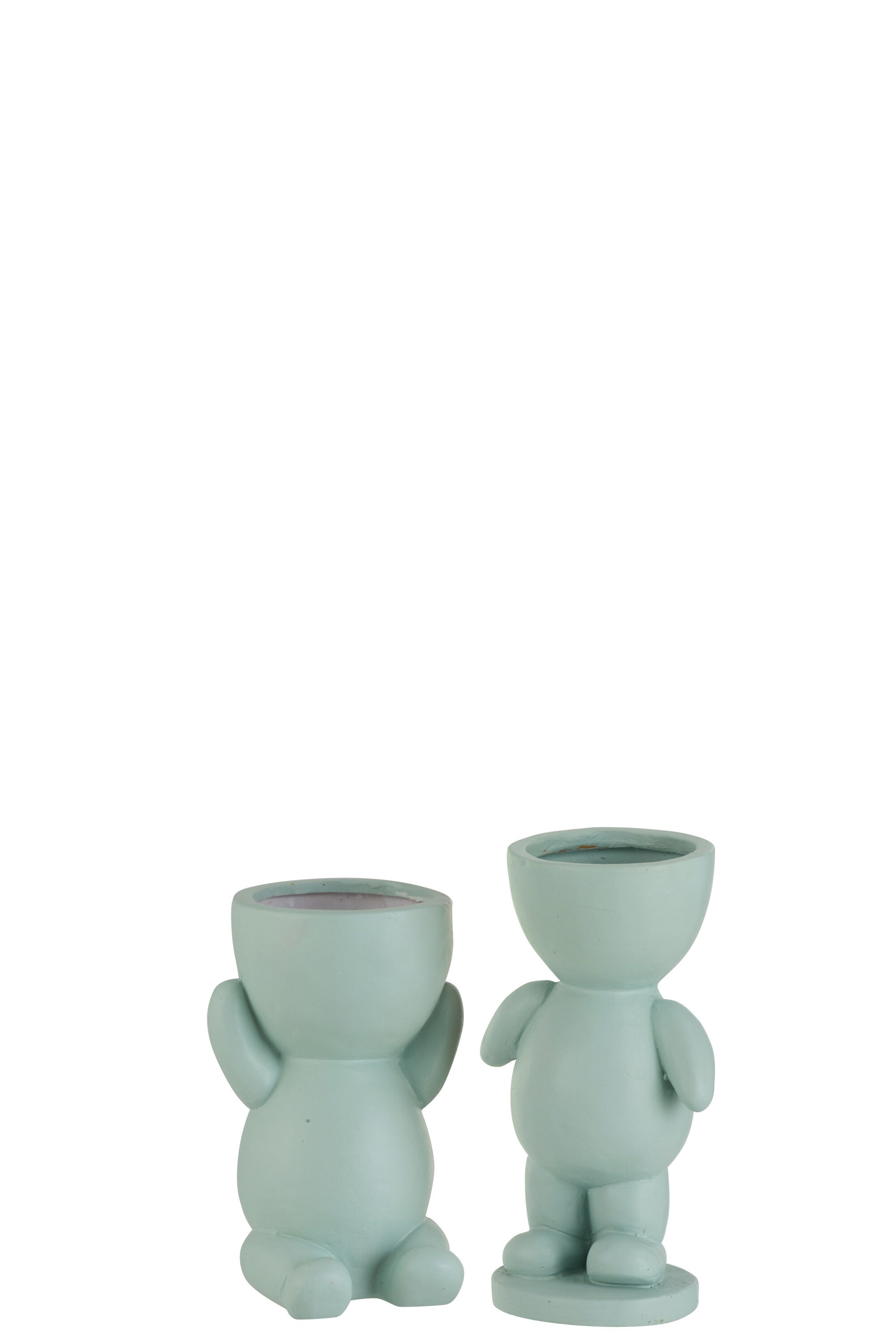 FLOWERPOT FIGURE CERAMIC LIGHT GREEN SMALL ASSORTMENT OF 2