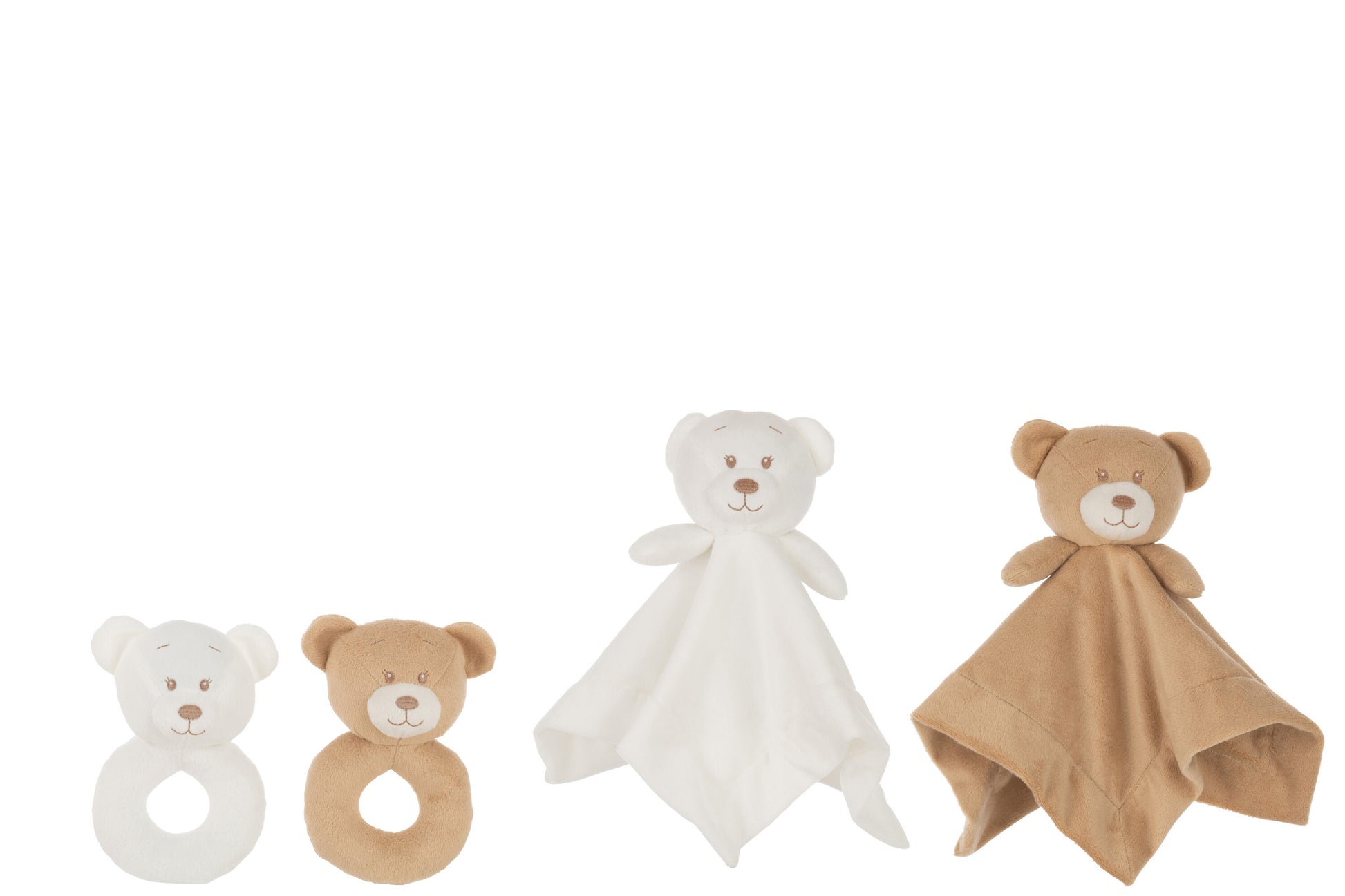 DOUDOU+RATTLE PLUSH WHITE/BEIGE ASSORTMENT OF 2