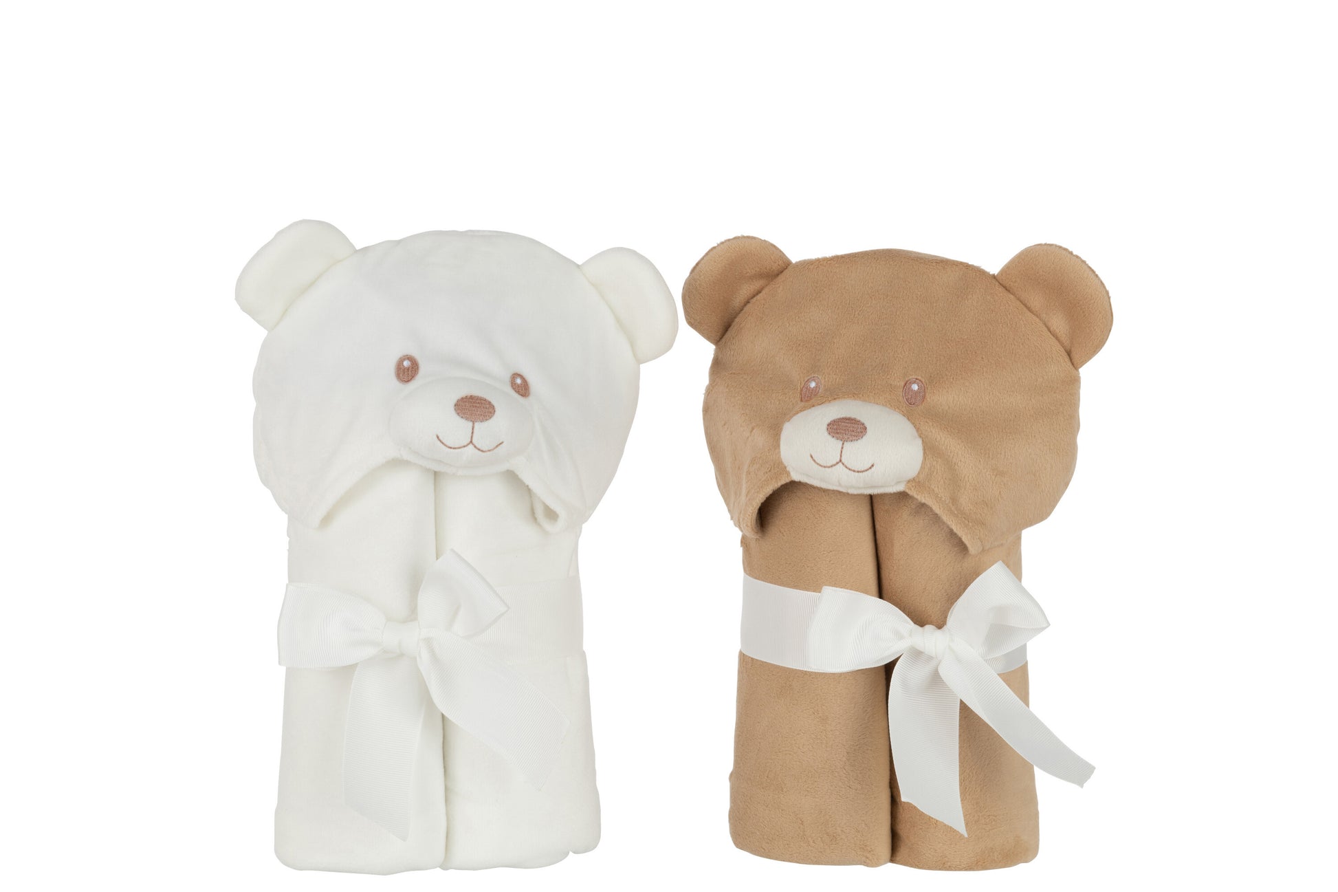 BATHCAPE BEAR PLUSH WHITE/BEIGE ASSORTMENT OF 2