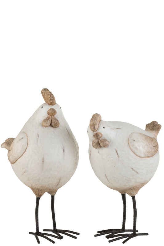 CHICKEN STANDING POLY WHITE/BROWN MEDIUM ASSORTMENT OF 2