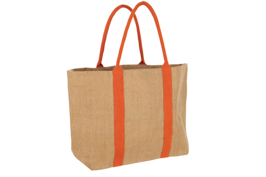 BEACH BAG JUTE STRIPE ORANGE