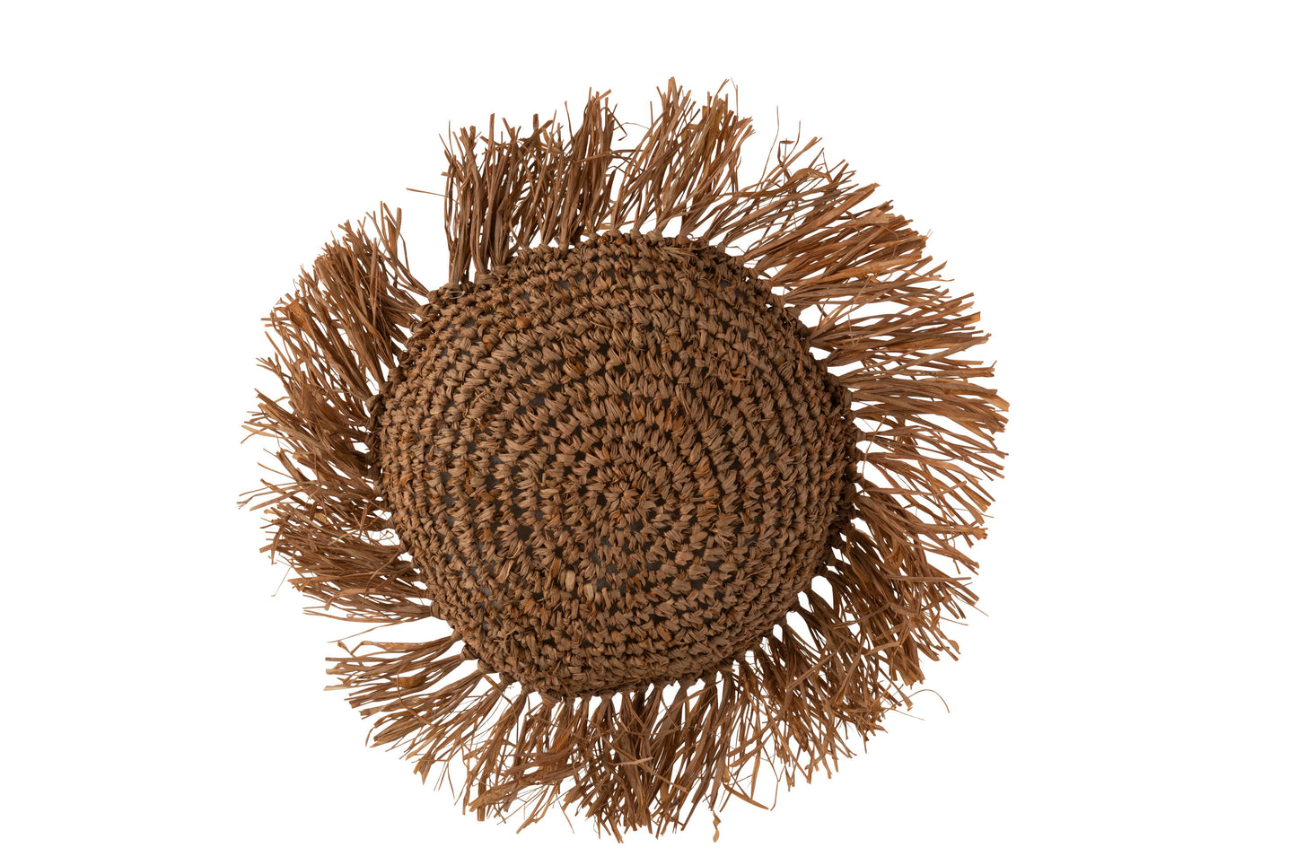 CUSHION ROUND REED RAFFIA BROWN