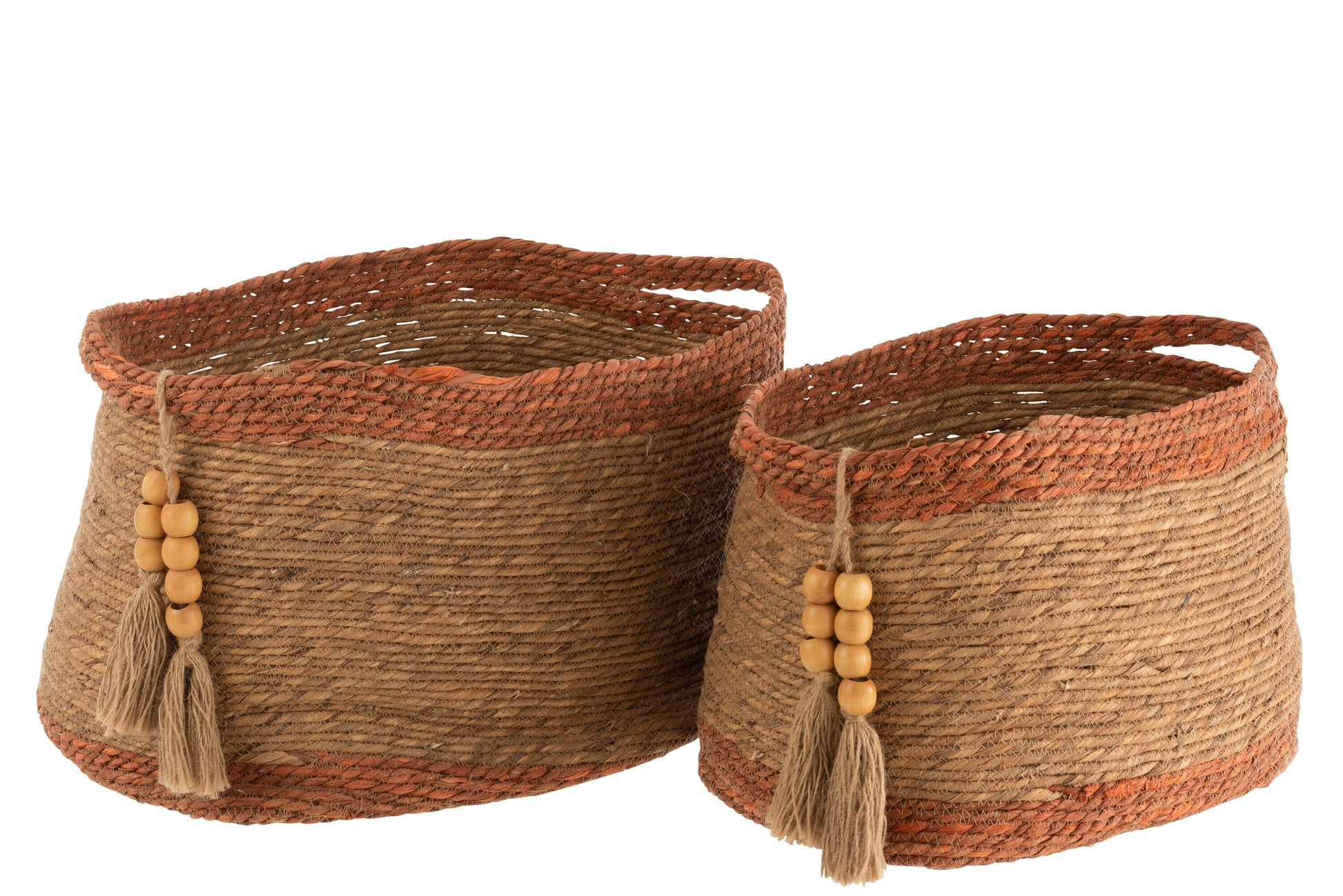 SET OF 2 BASKETS OVAL PEARL NATURAL/BROWN